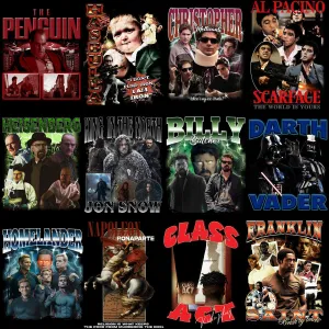 25 Popular Movies Series Bootleg Designs Bundle PNG