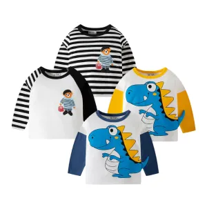 4-Pack Toddler Boys Cotton Long Sleeve Tshirt