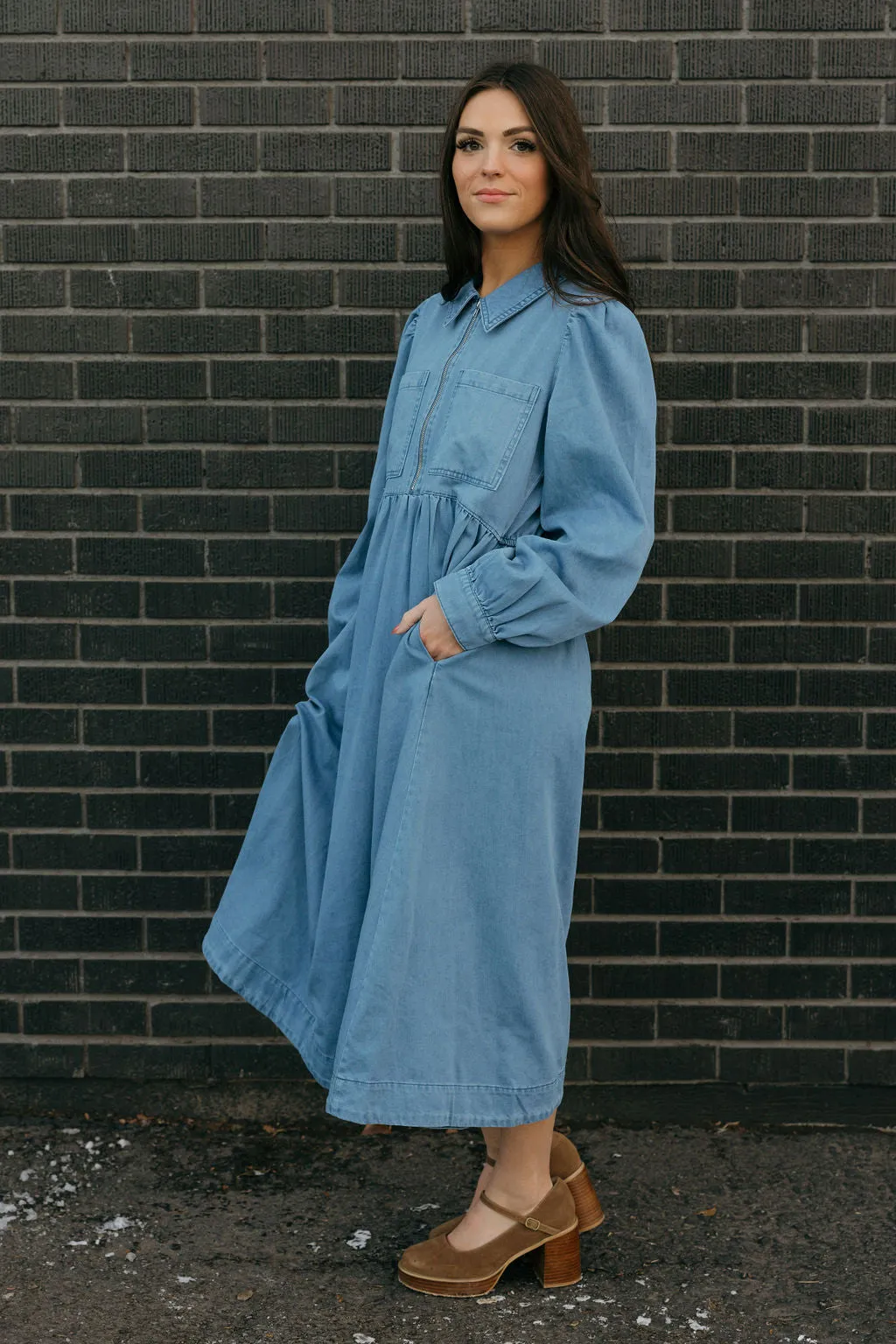 Adley Dress-Blue Denim