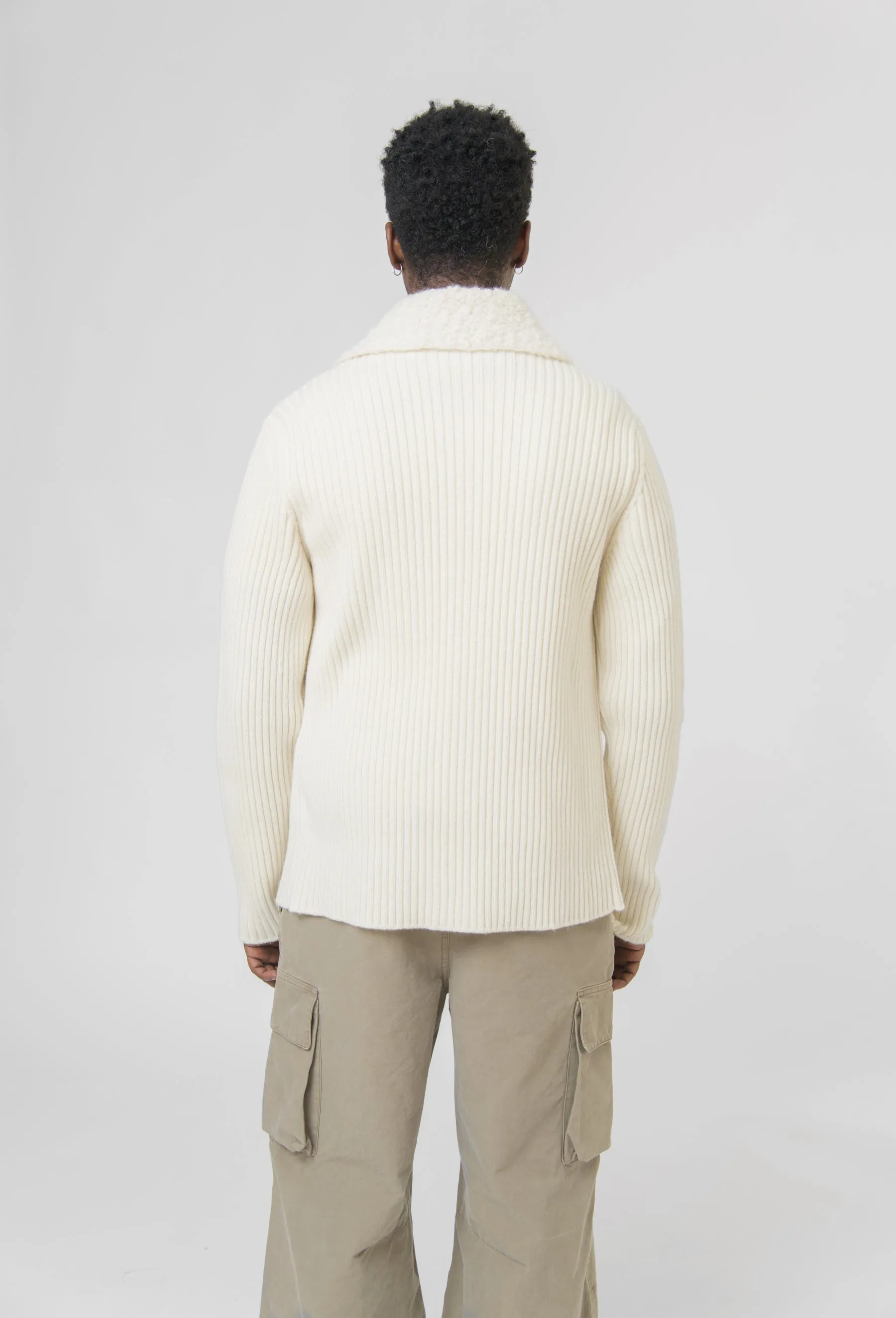 Alpaca Collar Zip Cardigan Eggshell J22HP0010