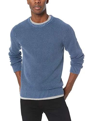 Amazon Brand - Goodthreads Men's Soft Cotton Rib Stitch Crewneck Sweater, Washed Navy, X-Large