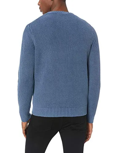 Amazon Brand - Goodthreads Men's Soft Cotton Rib Stitch Crewneck Sweater, Washed Navy, X-Large