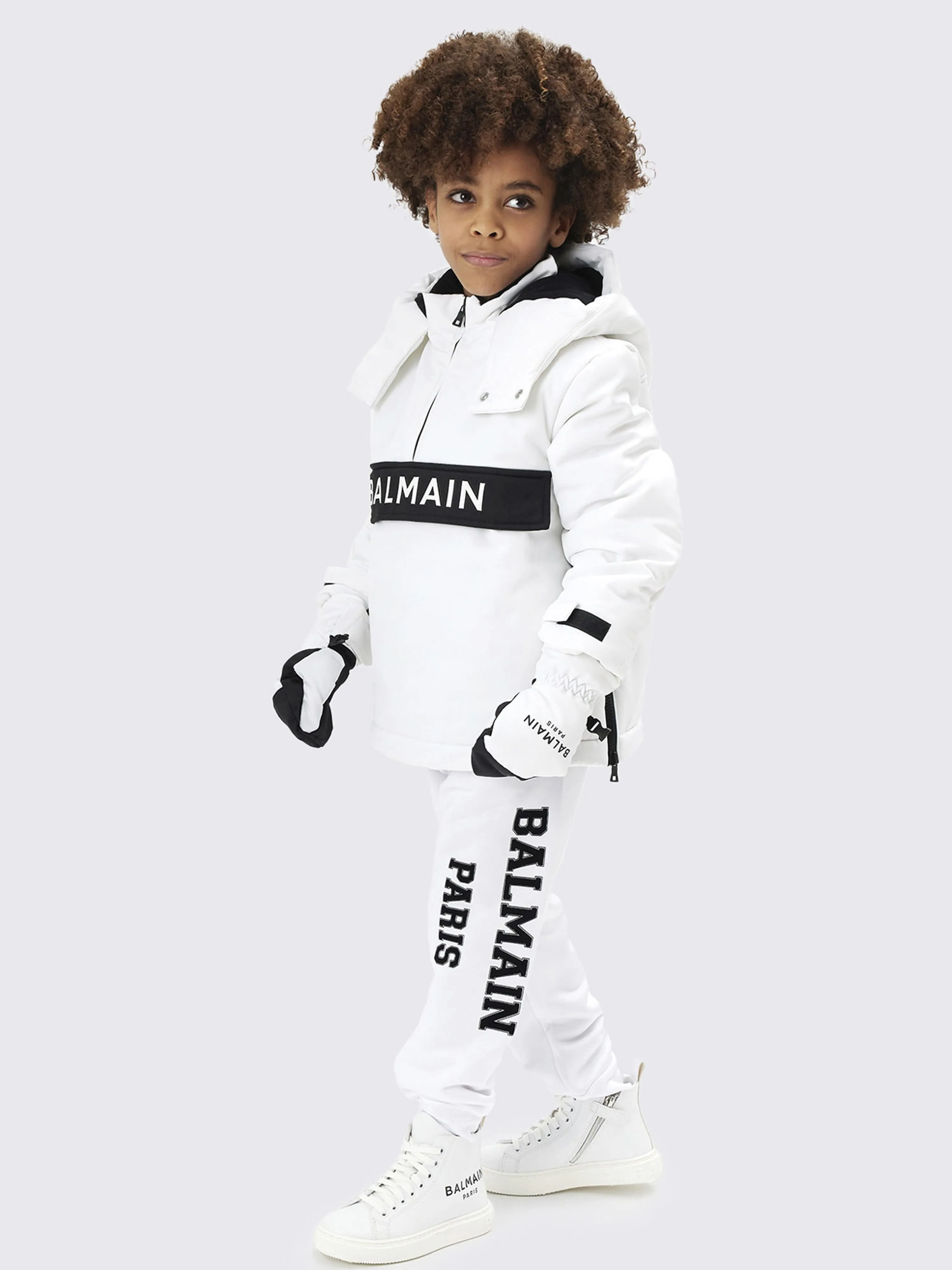 Balmain Kids Logo Ski Jacket in White