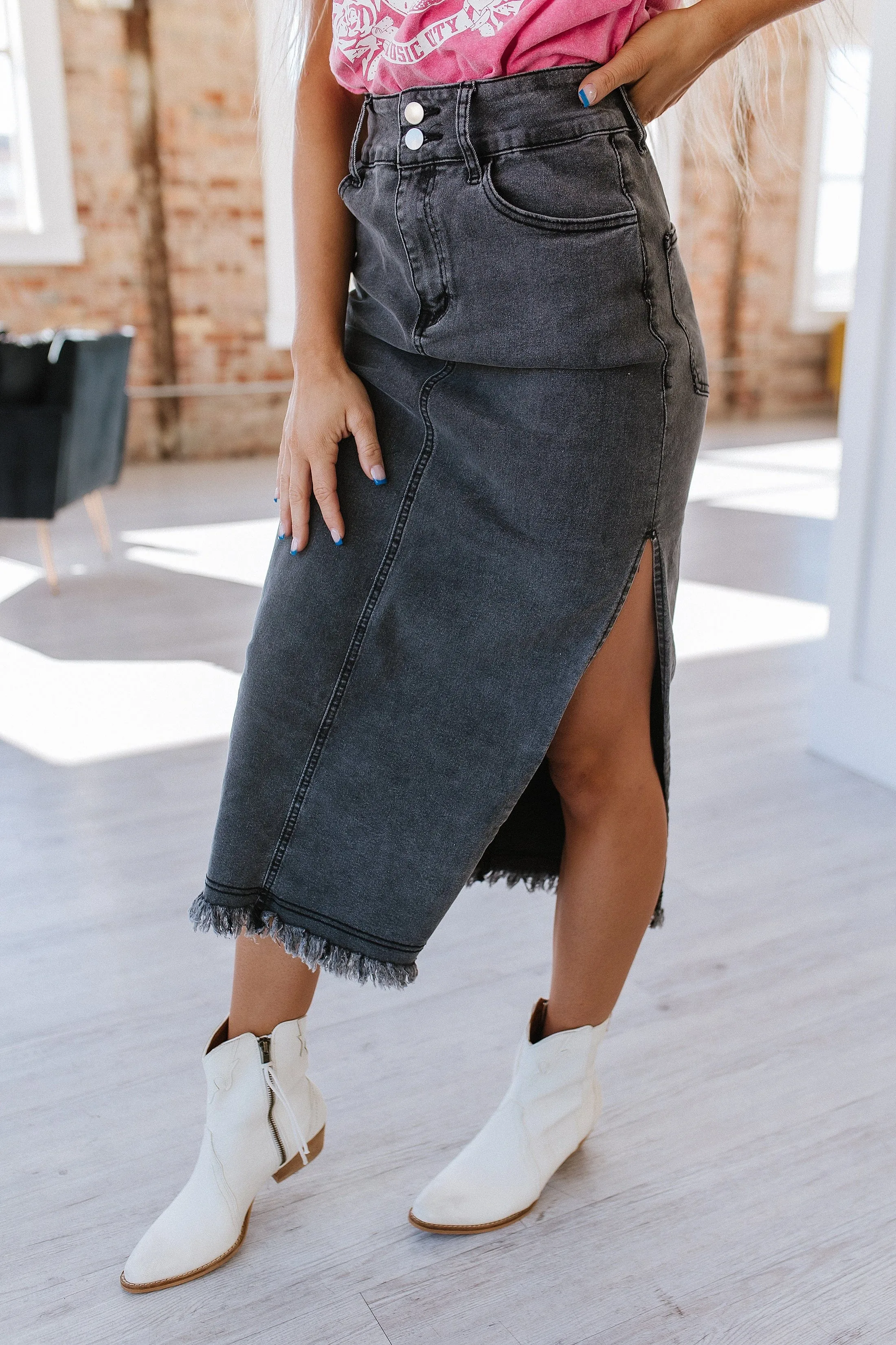 Biles Midi Denim Skirt | S-XL | PRE ORDER