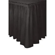 Black 14' x 29" Poly Premier Table Skirt Shirred Pleat