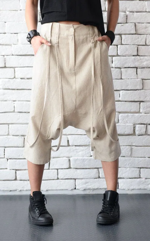 Black Linen Capris