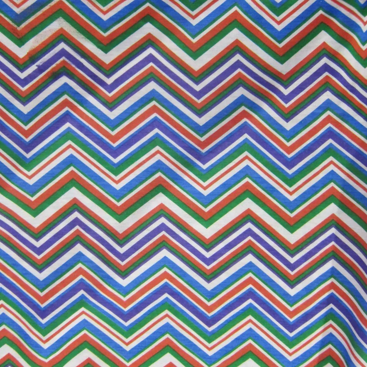 Blue, Green and Orange Chevron on Cotton/Poly Jersey Fabric