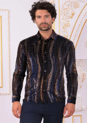 Brown Leopard Burnout Velvet Shirt