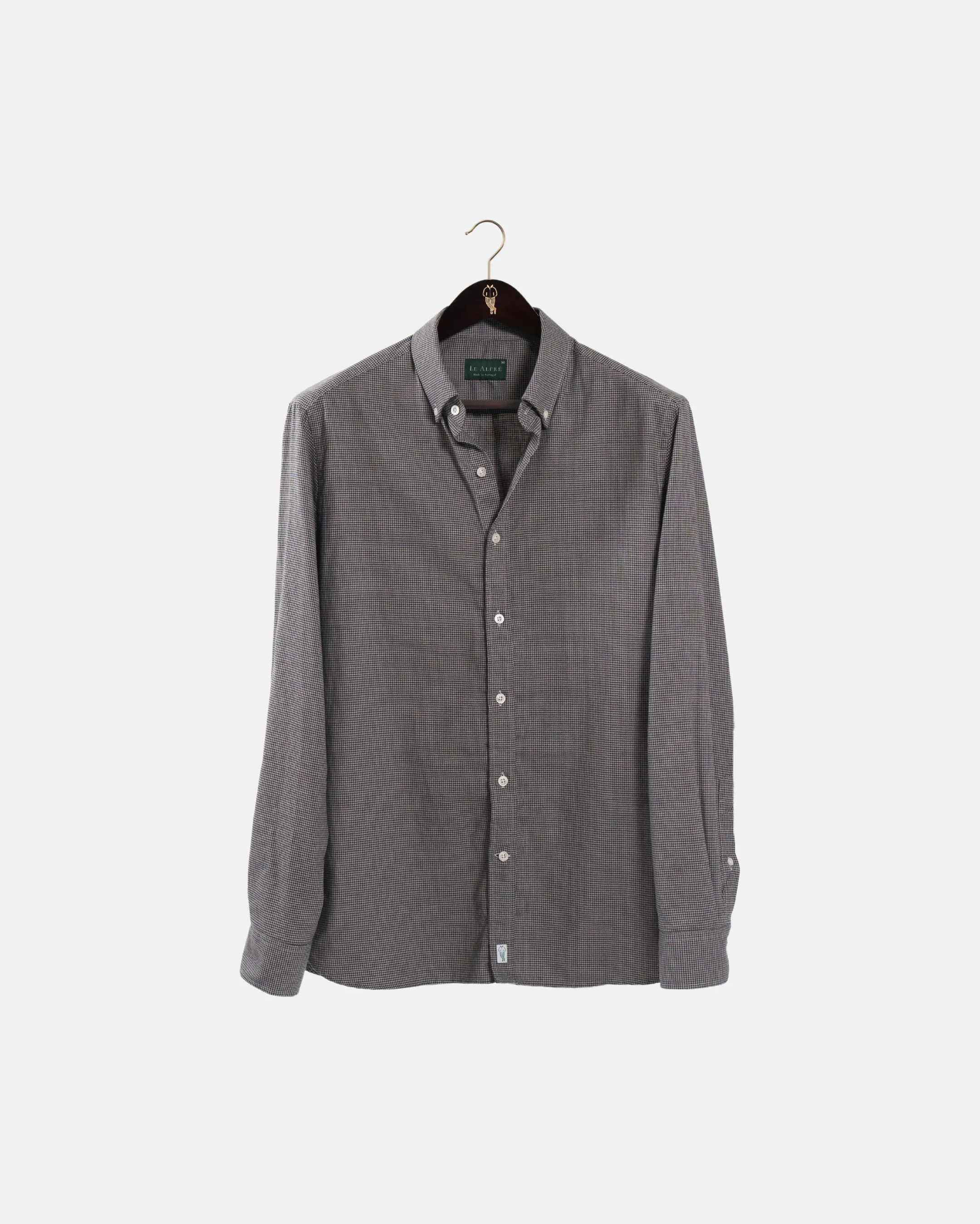 Brushed Cotton Black Houndstooth Shirt