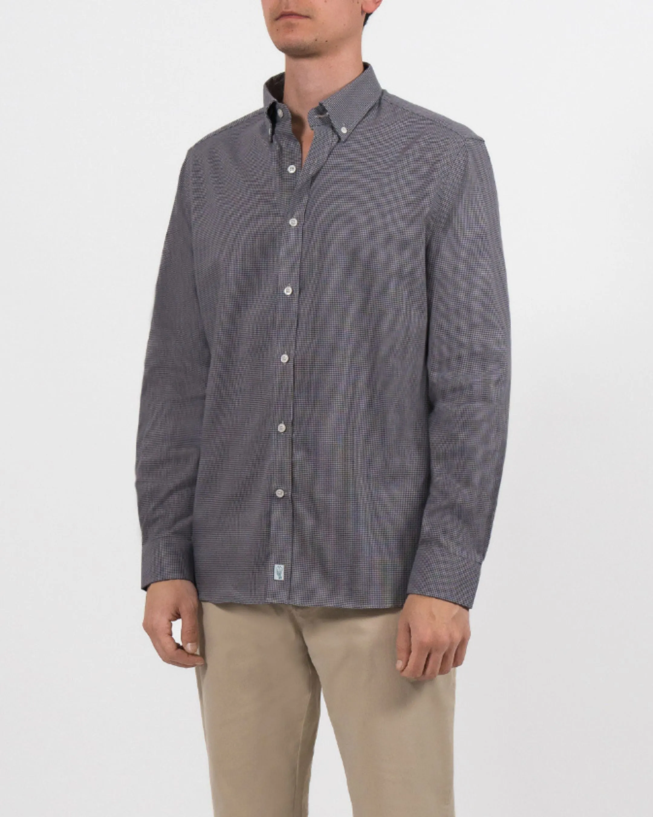 Brushed Cotton Black Houndstooth Shirt