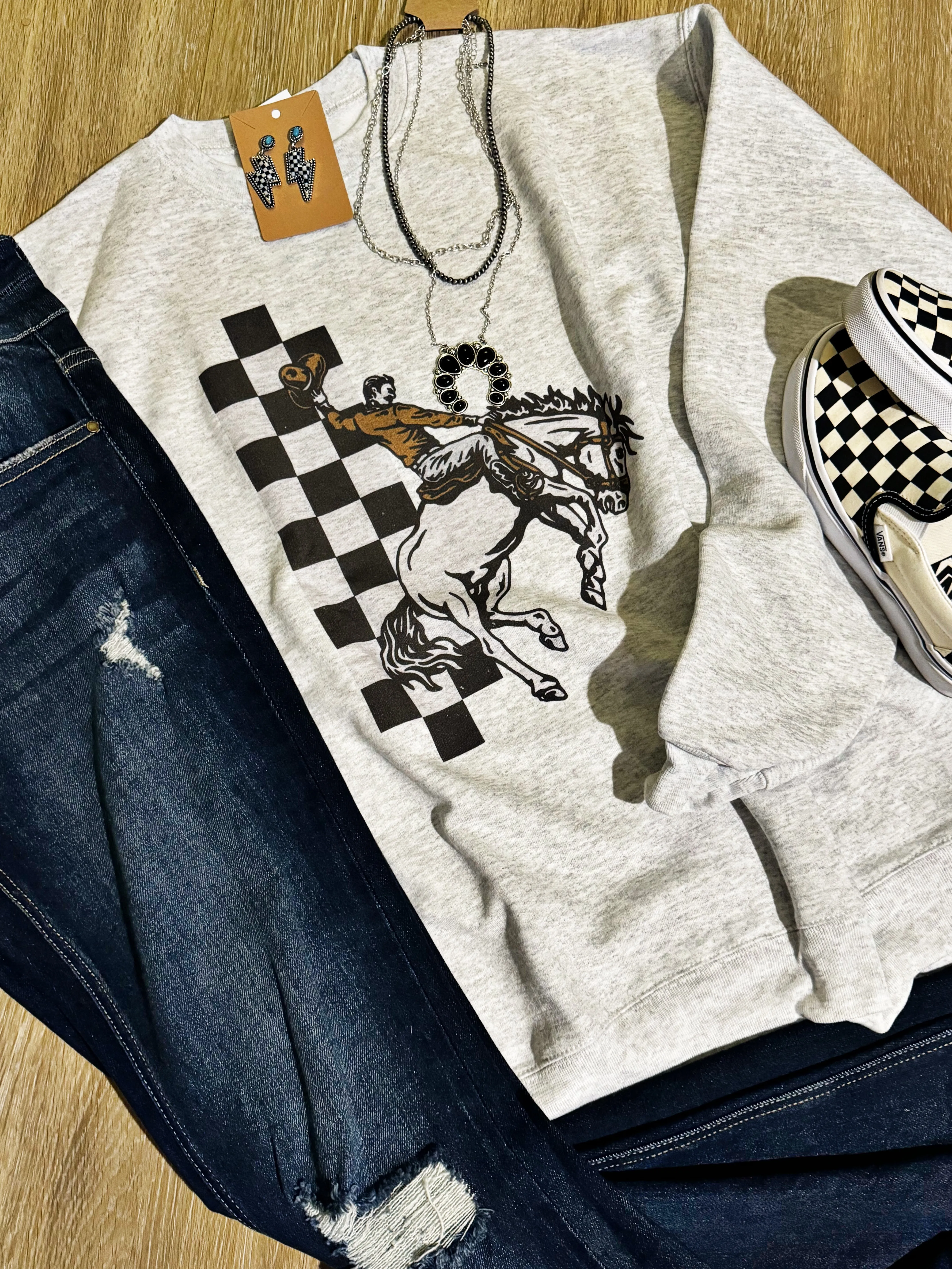 Checkered Bronc Sweatshirt