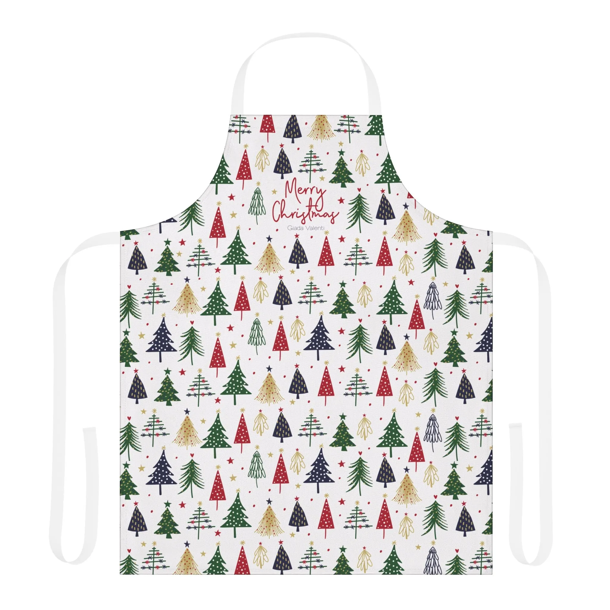 Christmas Trees Apron with Italian Design print | White | Giada Valenti | Christmas Gift