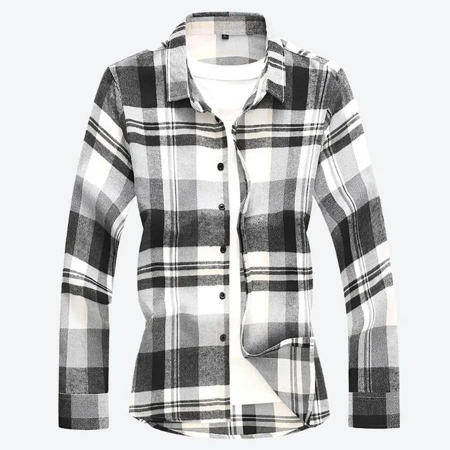 Classic Long-Sleeve Plaid Button Shirts