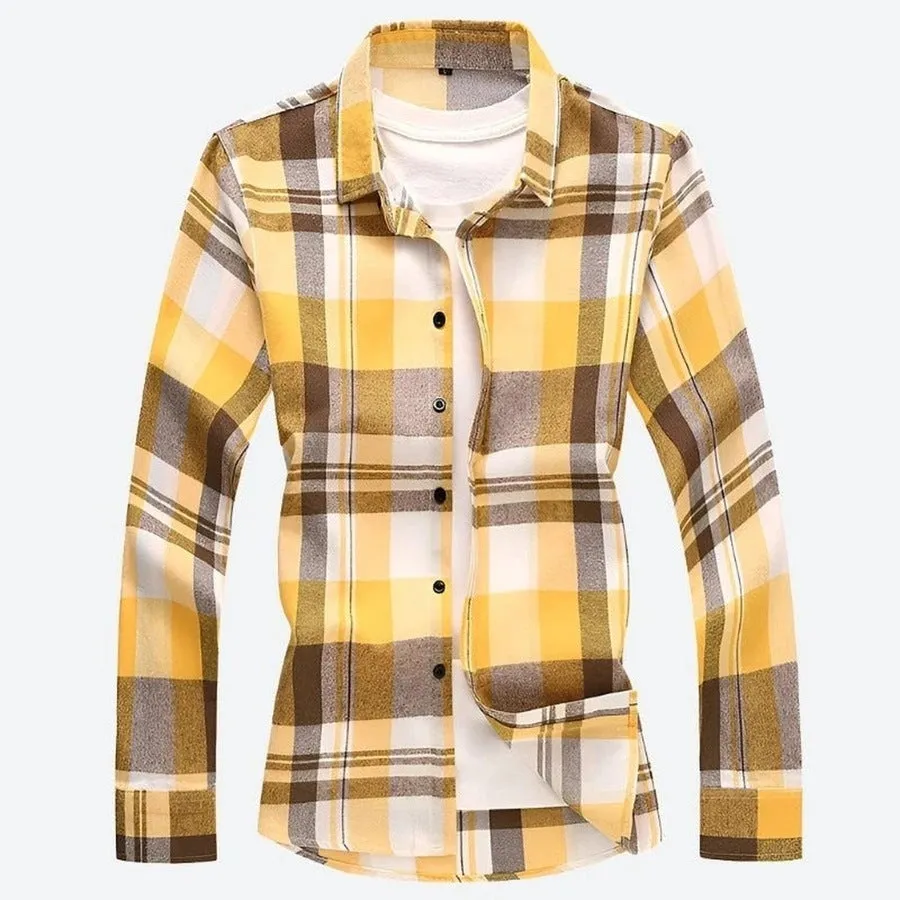 Classic Long-Sleeve Plaid Button Shirts