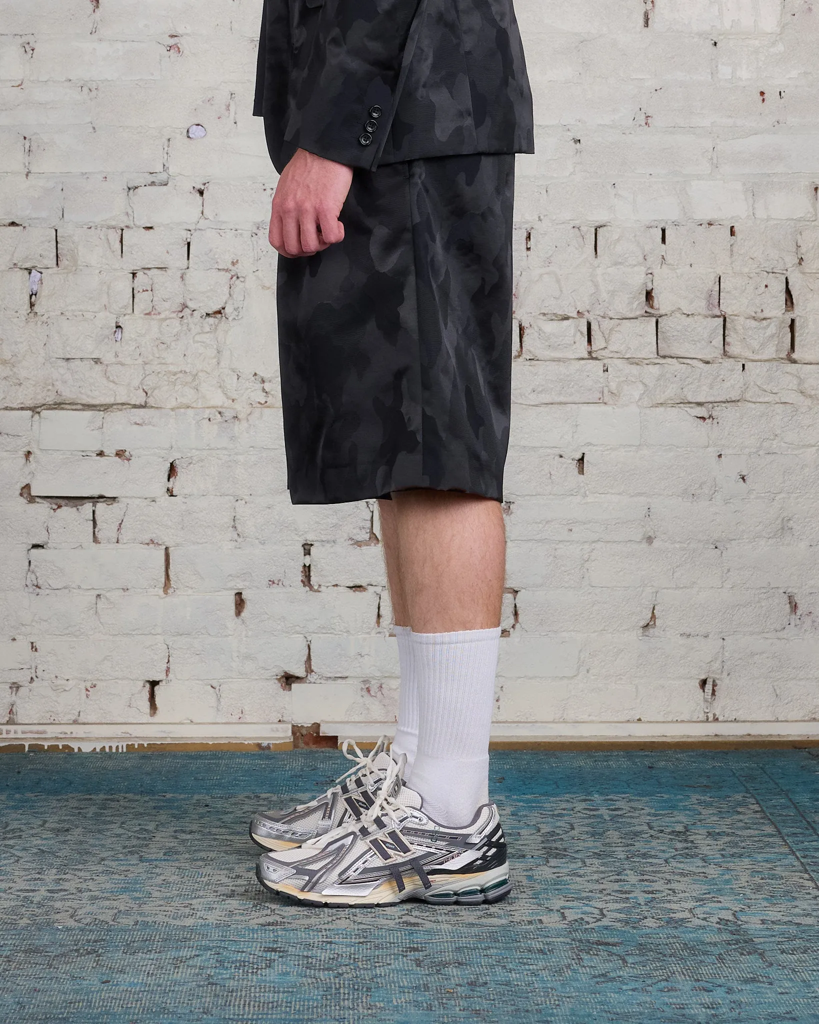 COMME des GARÇONS HOMME Plus Nylon Jacquard Camo Pattern Short Black