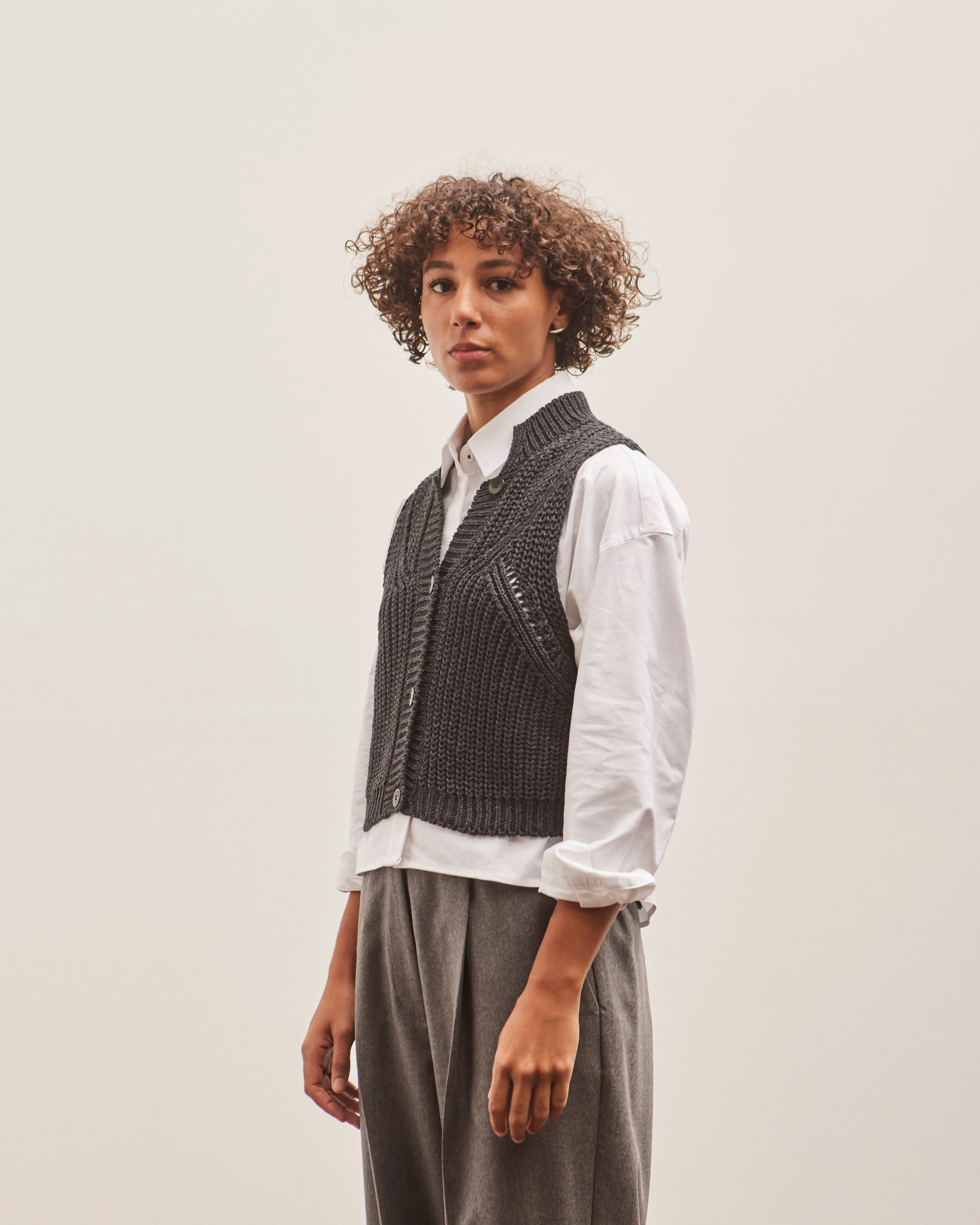 Cordera Cotton Cropped Waistcoat, Anthracite