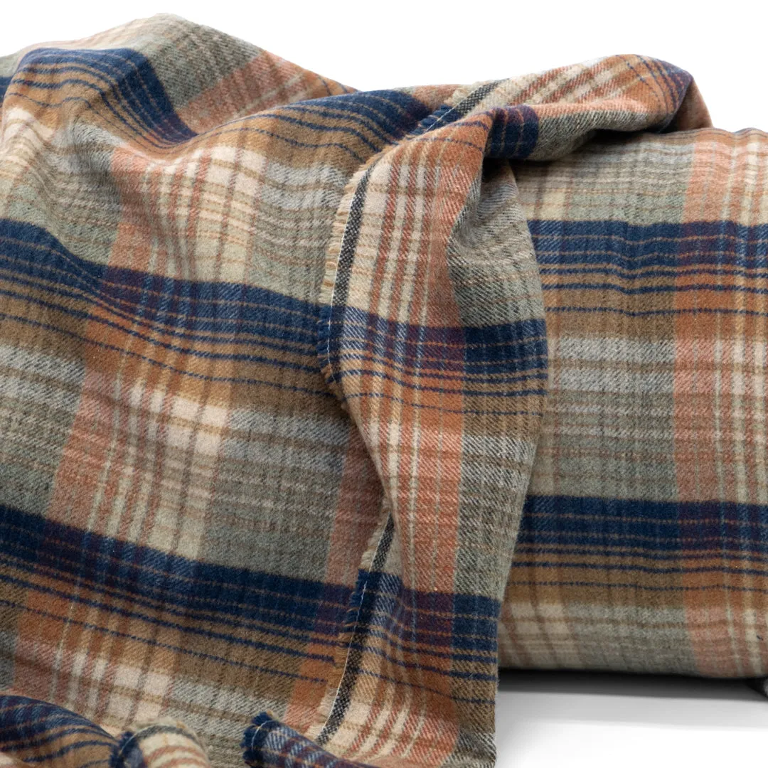 Deadstock Yarn Dyed Plaid Wool Blend Coating - Soft Pastel/Navy