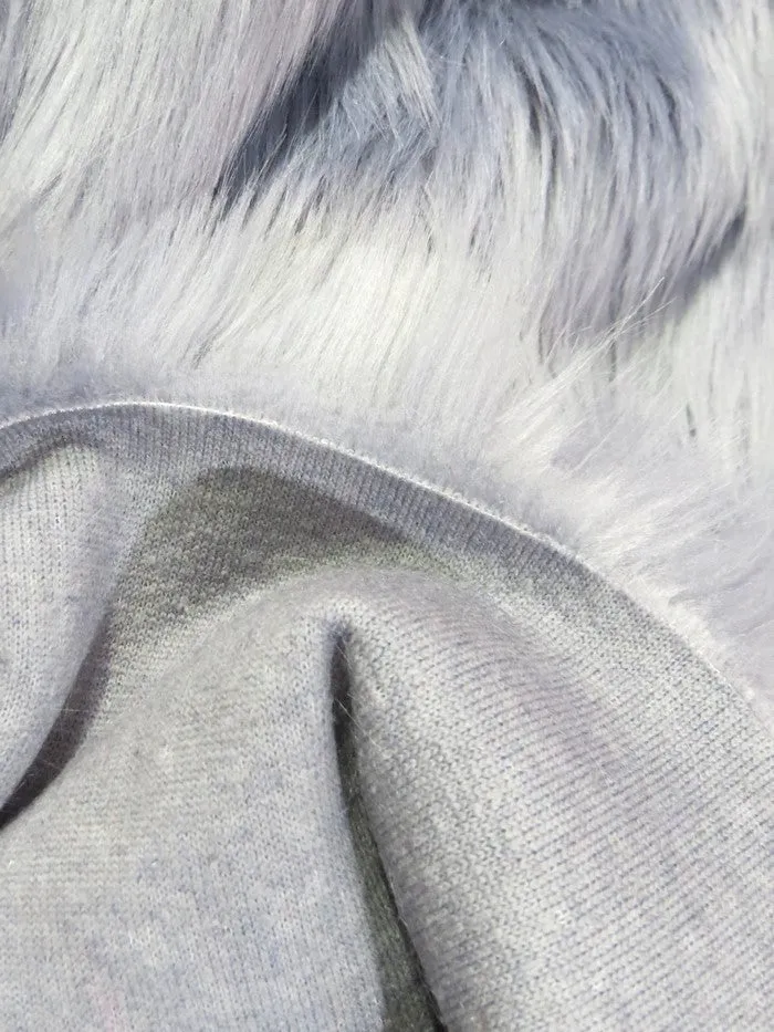 Denim Solid Shaggy Long Pile Faux Fur Fabric / Sold By The Yard