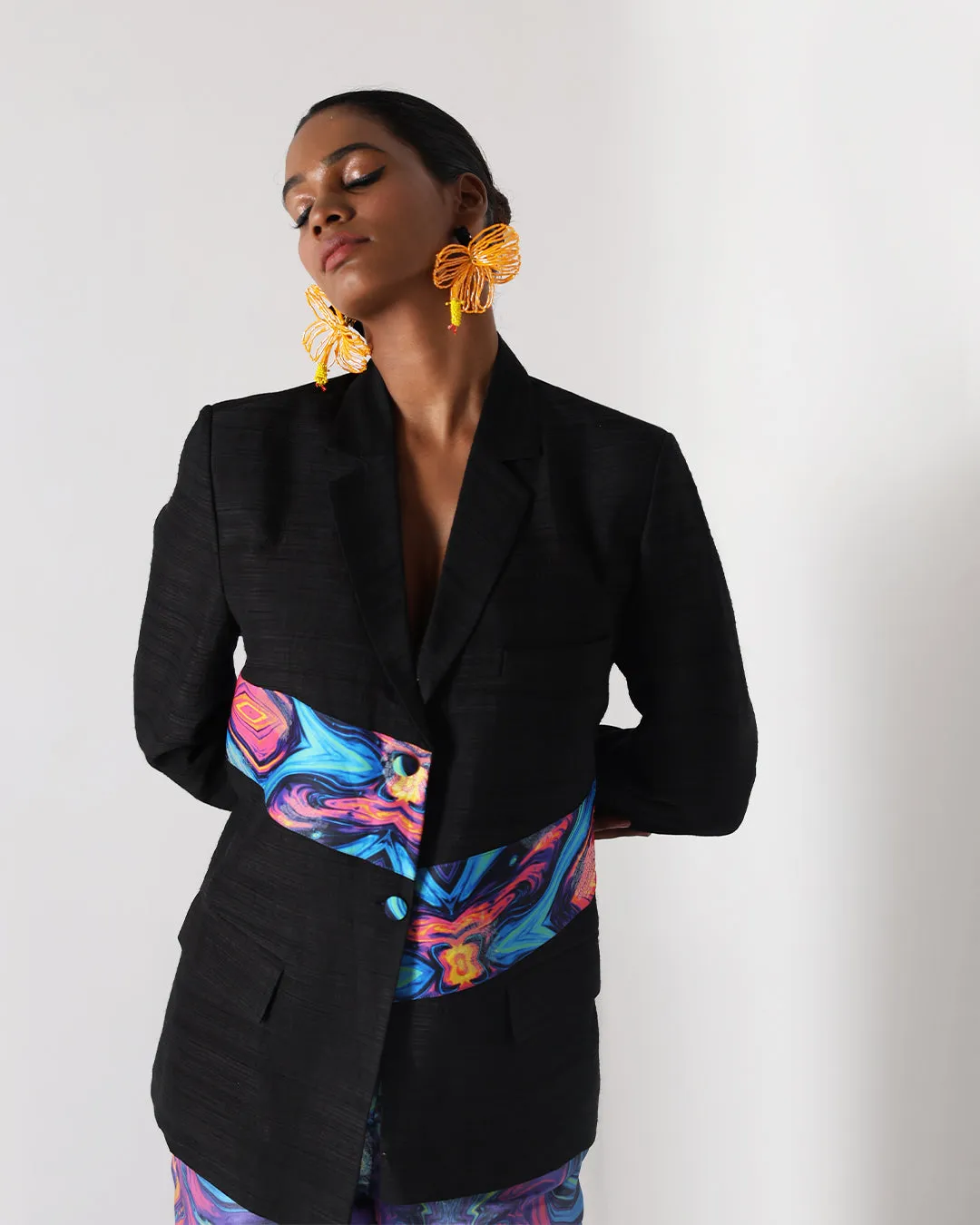 Doja Galaxy Silk Blazer With Printed Pants RTS