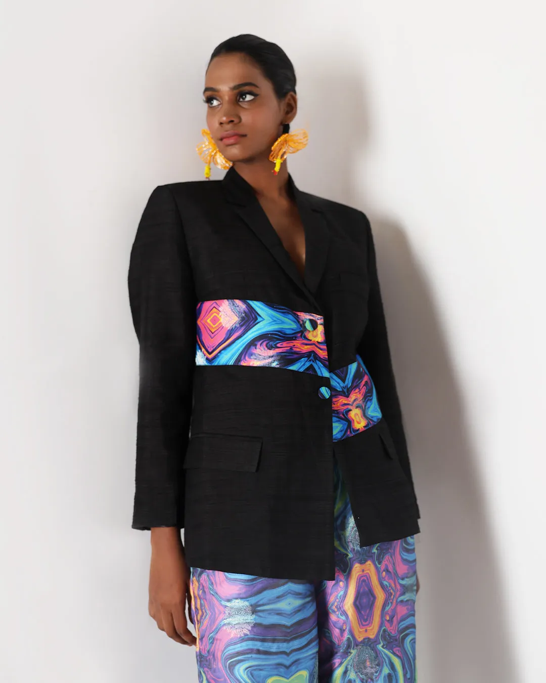 Doja Galaxy Silk Blazer With Printed Pants RTS