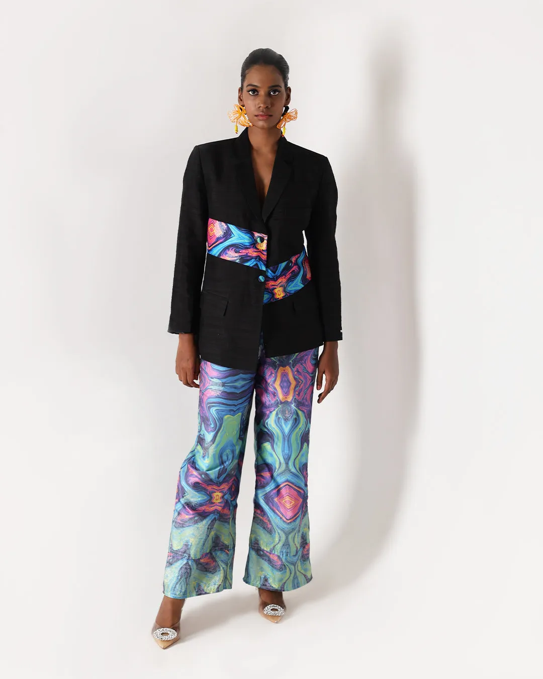 Doja Galaxy Silk Blazer With Printed Pants RTS