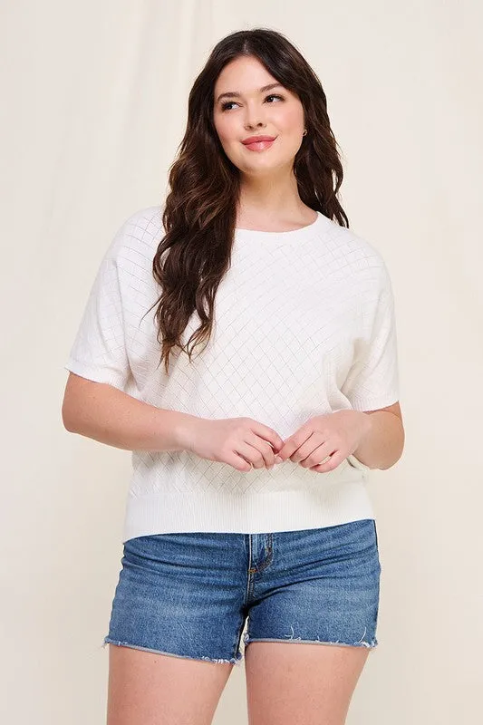 Dolman Pointelle Sweater Top (Plus)