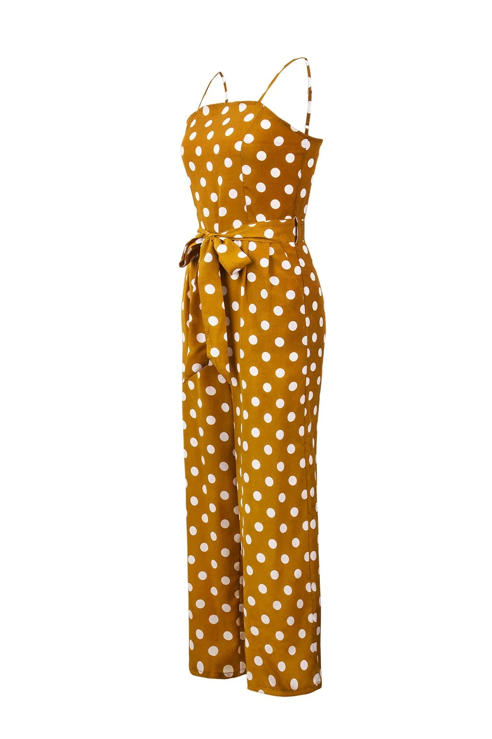 Elegant Stylish Ladies' Polka Dot Print Lace-up Jumpsuits