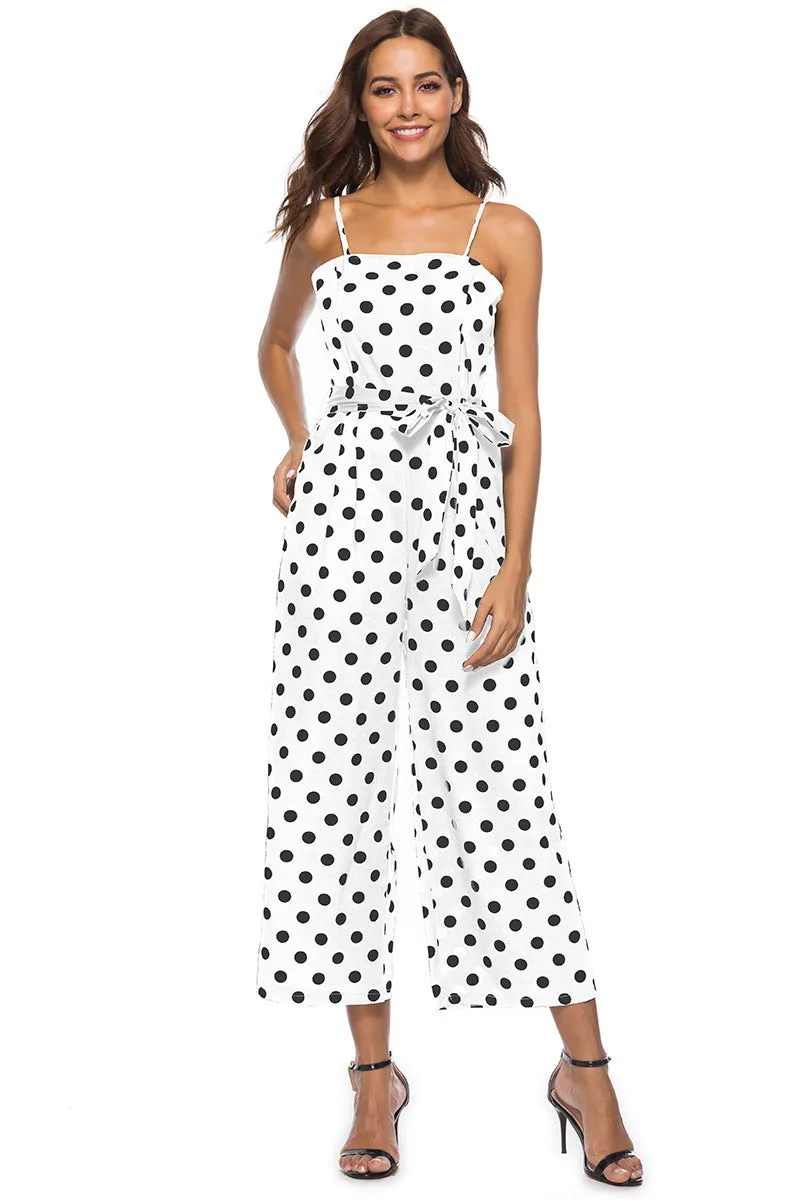 Elegant Stylish Ladies' Polka Dot Print Lace-up Jumpsuits