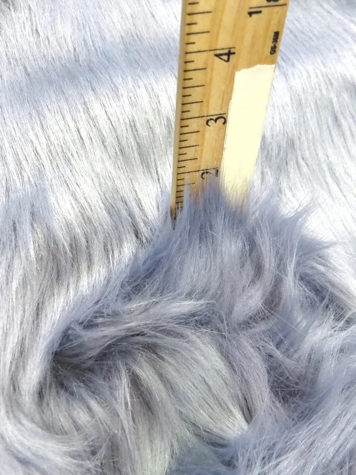 Faux Fake Fur Solid Shaggy Long Pile Fabric / Denim / 15 Yard Bolt