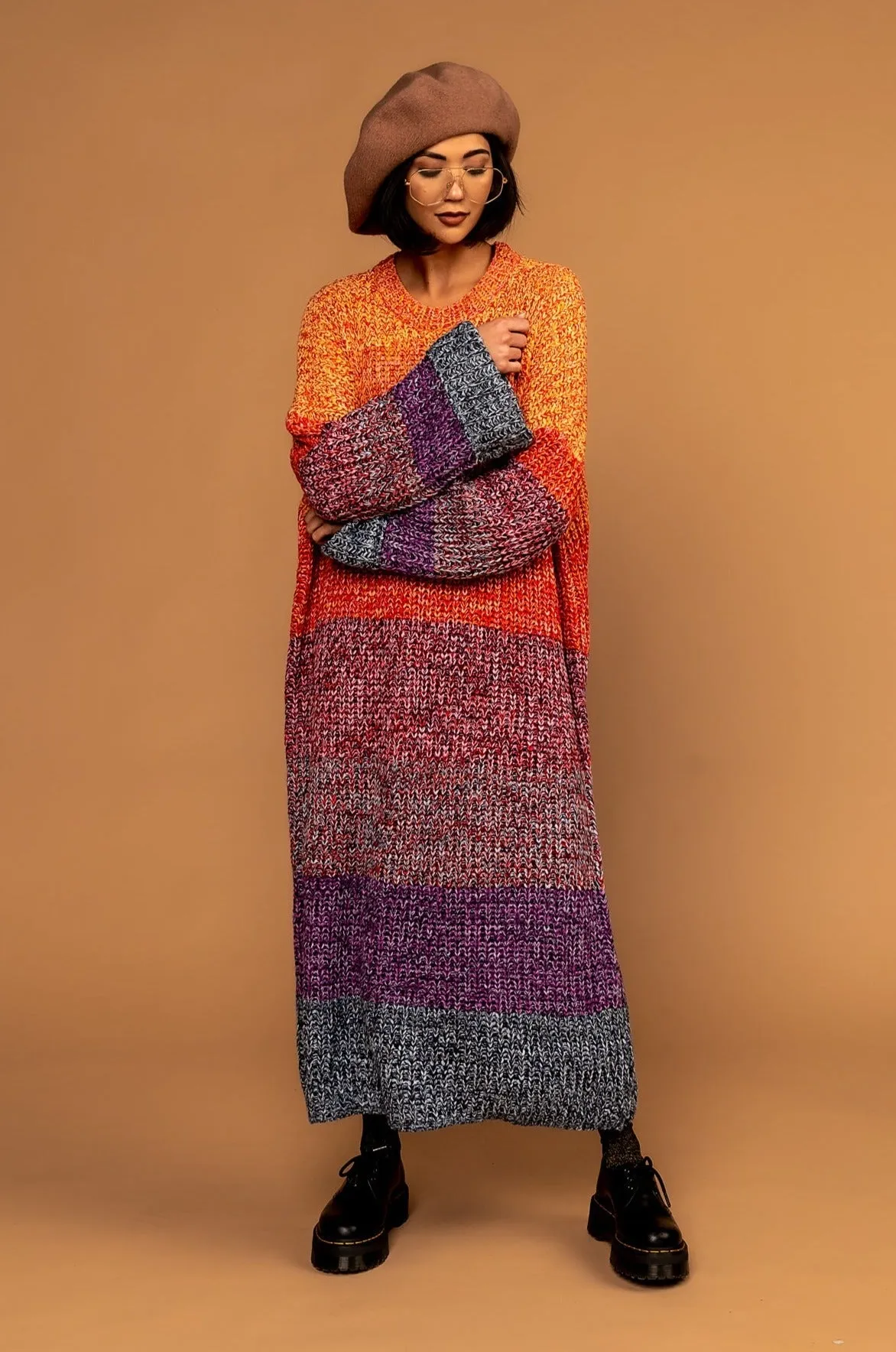 Feels Like Home Oversized Sweater Dress in Sunset