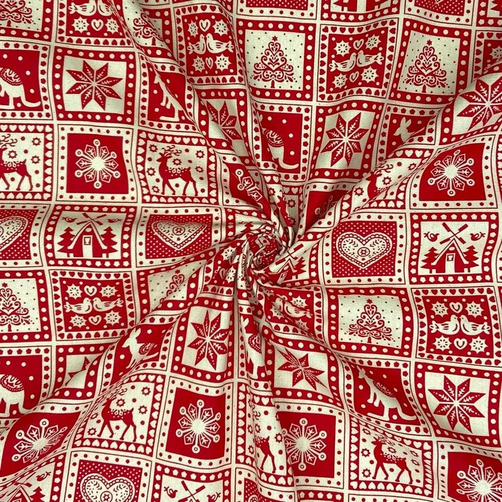 Festive Patchwork Christmas Cotton Fabric