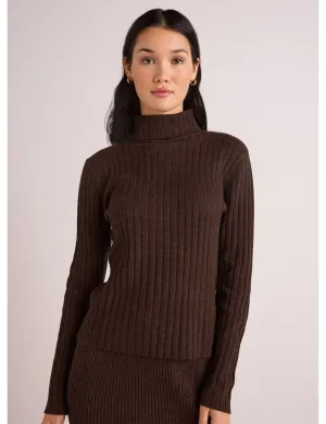 Heather Turtleneck Sweater, Brown