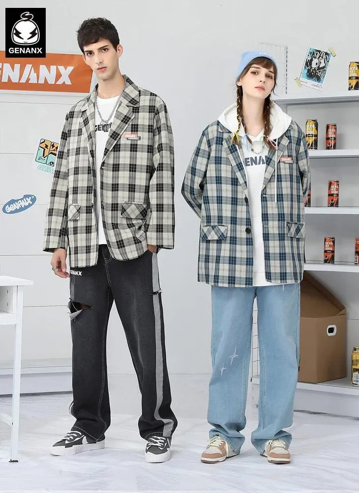 High Street Plaid Label Couple Blazer