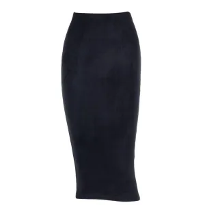 High Street Solid Woolen Pencil Midi-Calf Skirt