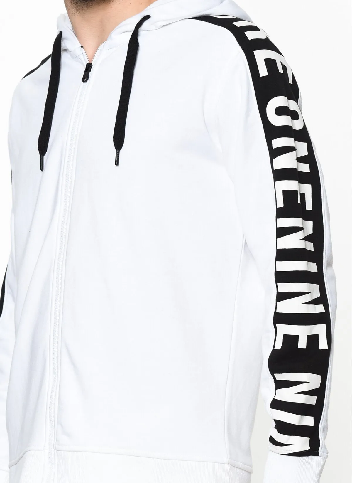 Jack &amp; Jones White Side Stripes Hoodie