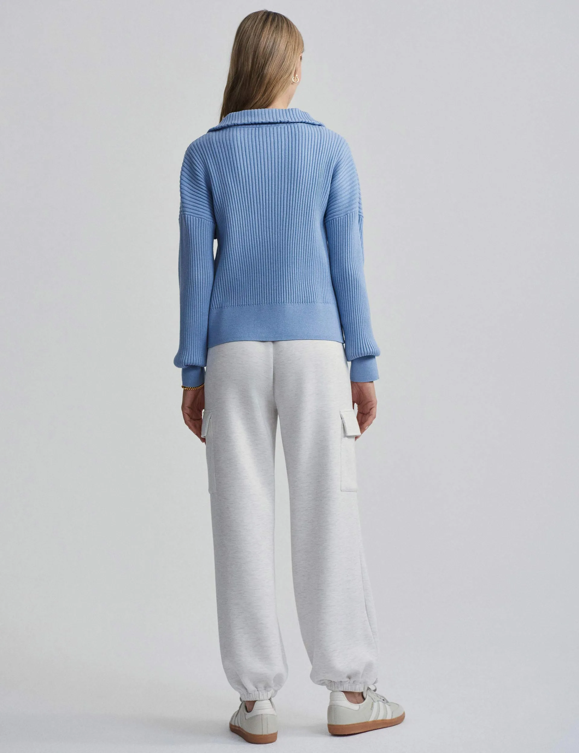 Janie Half Zip Knit - Ashley Blue