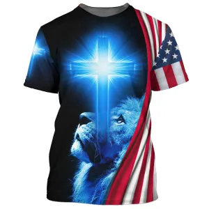 Jesus Is My God My King My Lord Lion Cross 3D All Over Printed Shirt for Men and Women