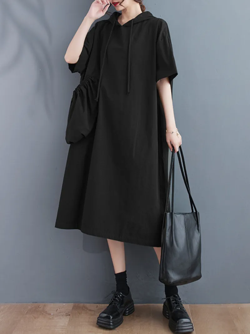 Just My Type Women's Cotton Midi Length Hoodie Dress