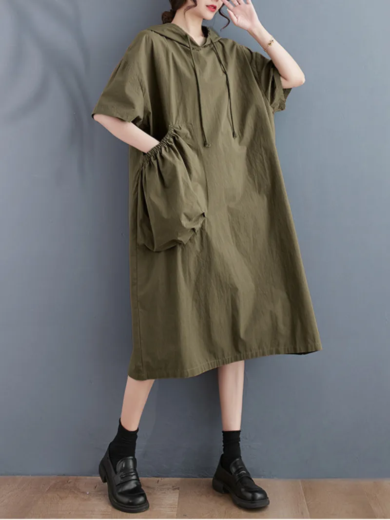 Just My Type Women's Cotton Midi Length Hoodie Dress