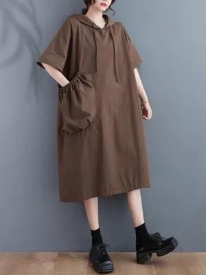 Just My Type Women's Cotton Midi Length Hoodie Dress