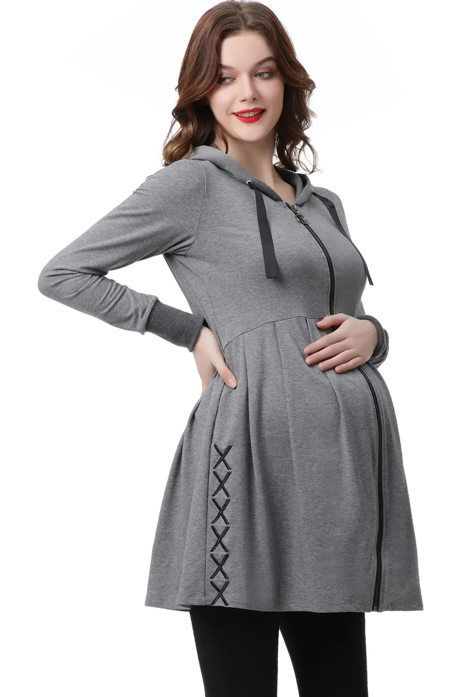 Kimi   Kai Maternity "Malory" Nursing Babydoll Hoodie