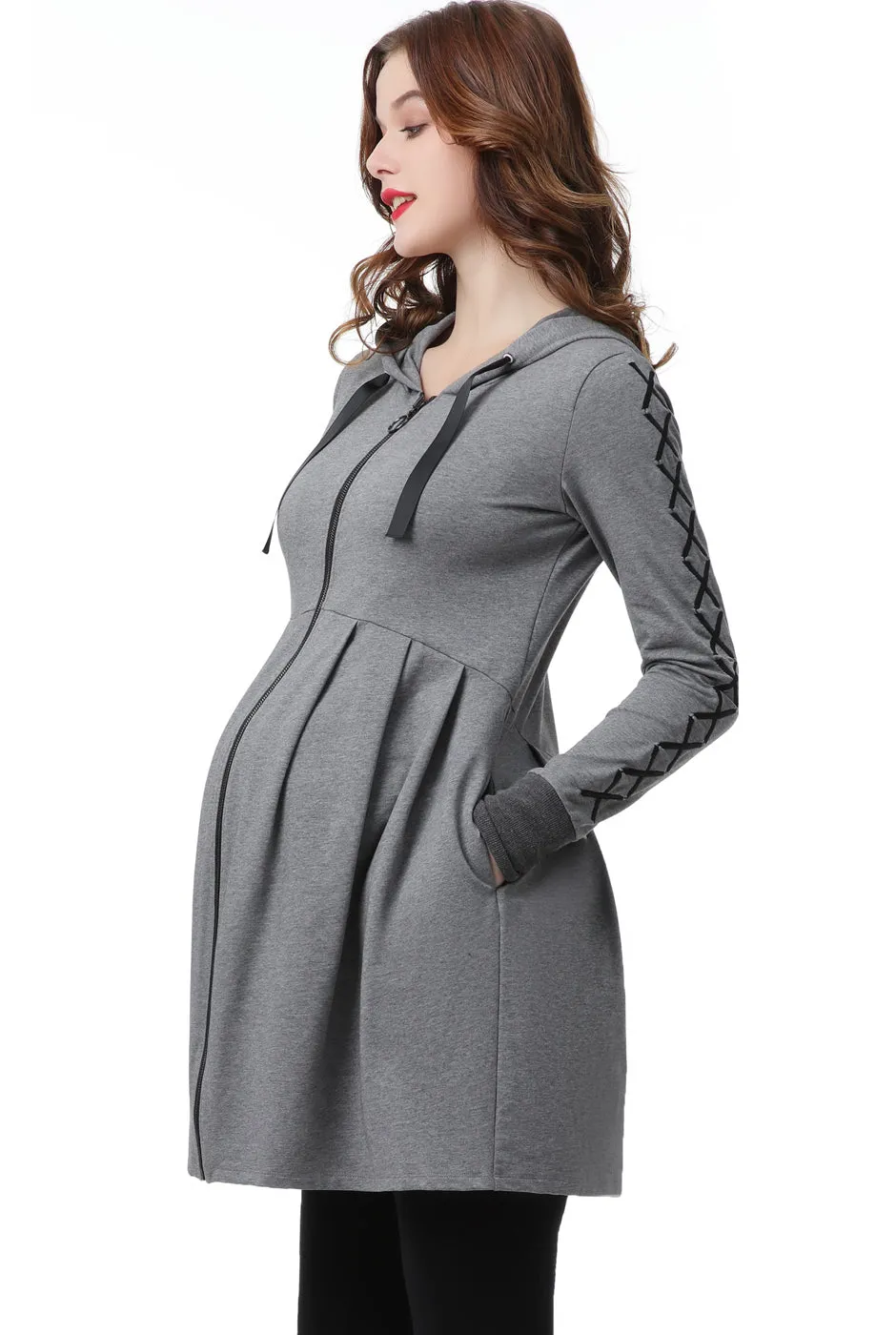 Kimi   Kai Maternity "Malory" Nursing Babydoll Hoodie