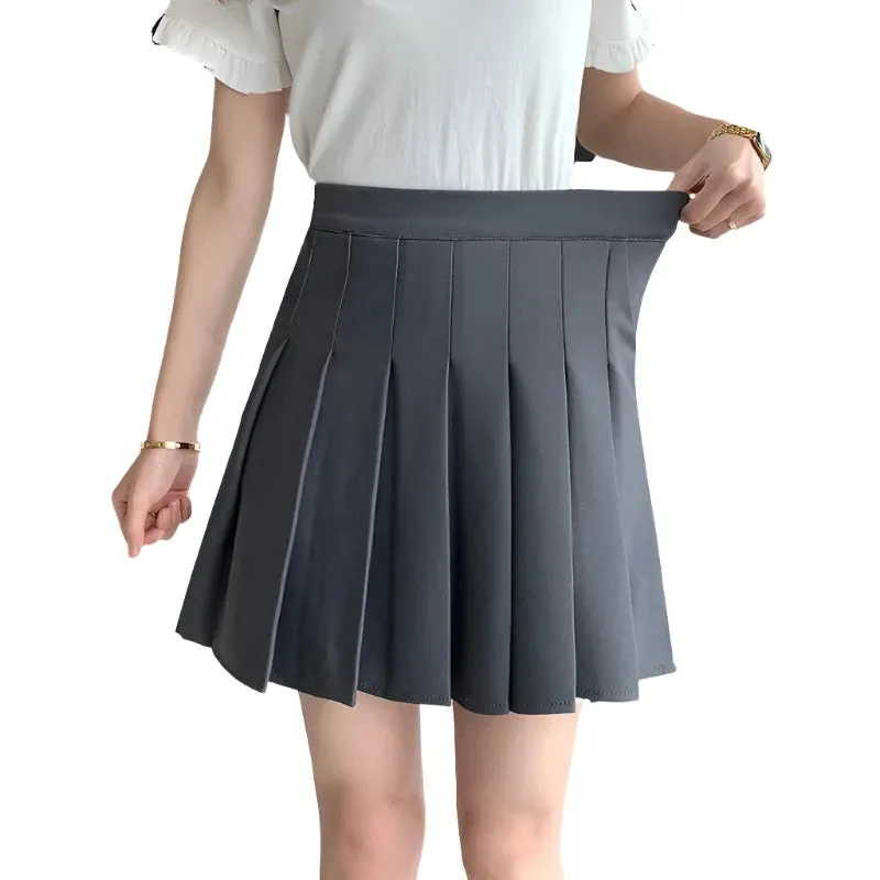 Korean Elastic High Waist Pleated Skirt Woman Black Gray Short A-Line Skirts for Women 2023 Summer Jk Uniform Mini Skirt