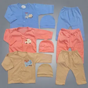 Little One - Pack of 3 - Night Suits - Pink Brown Blue