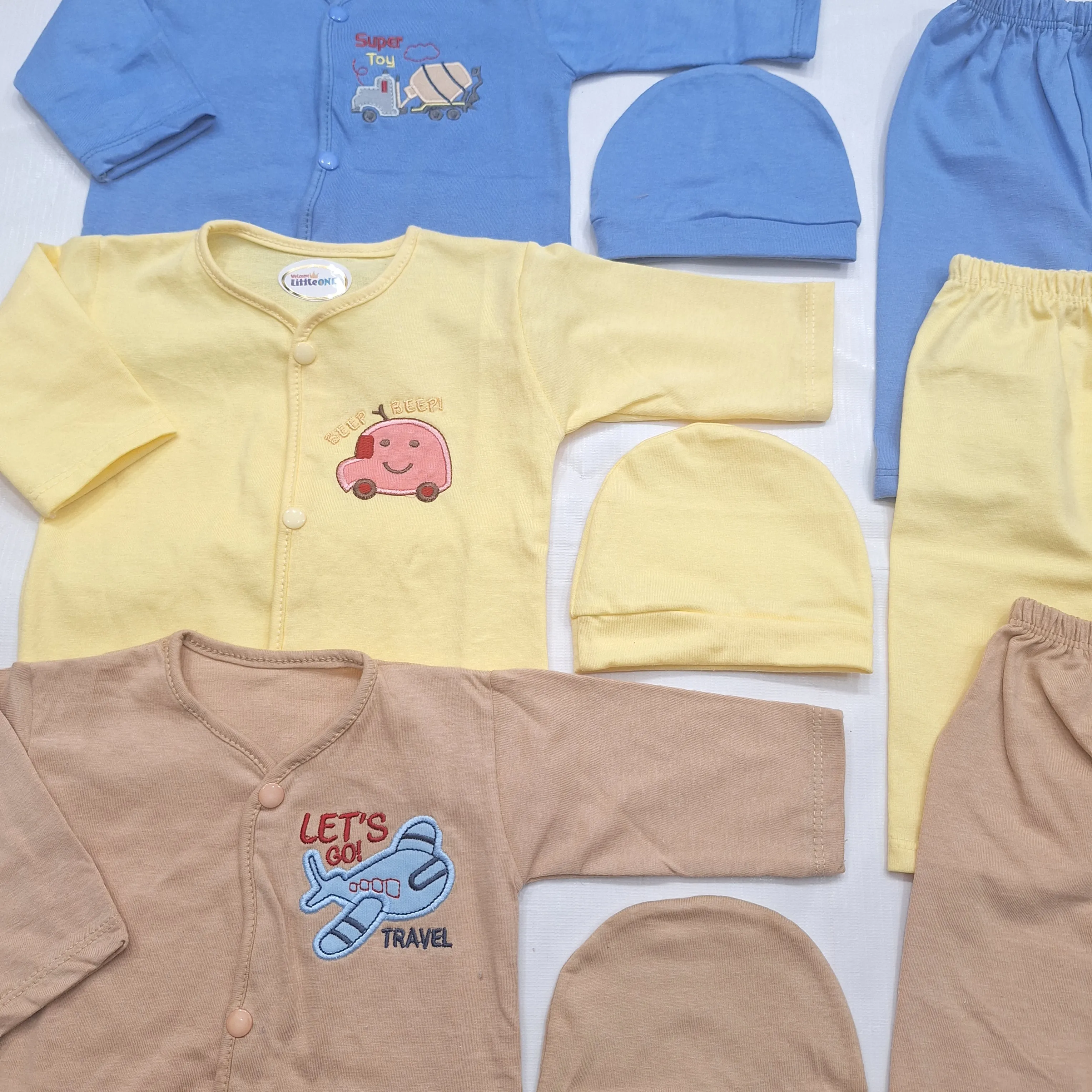 Little One - Pack of 3 - Night Suits - Yellow Blue Brown