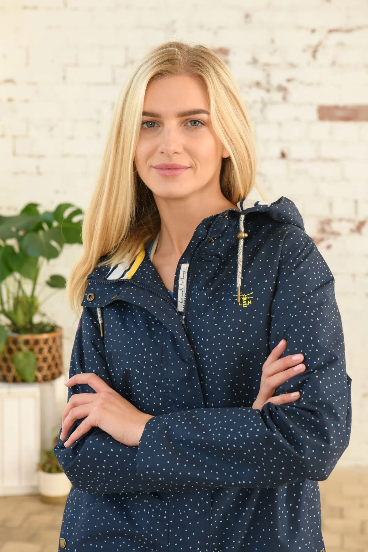 Long Beachcomber Jacket in Navy Dot