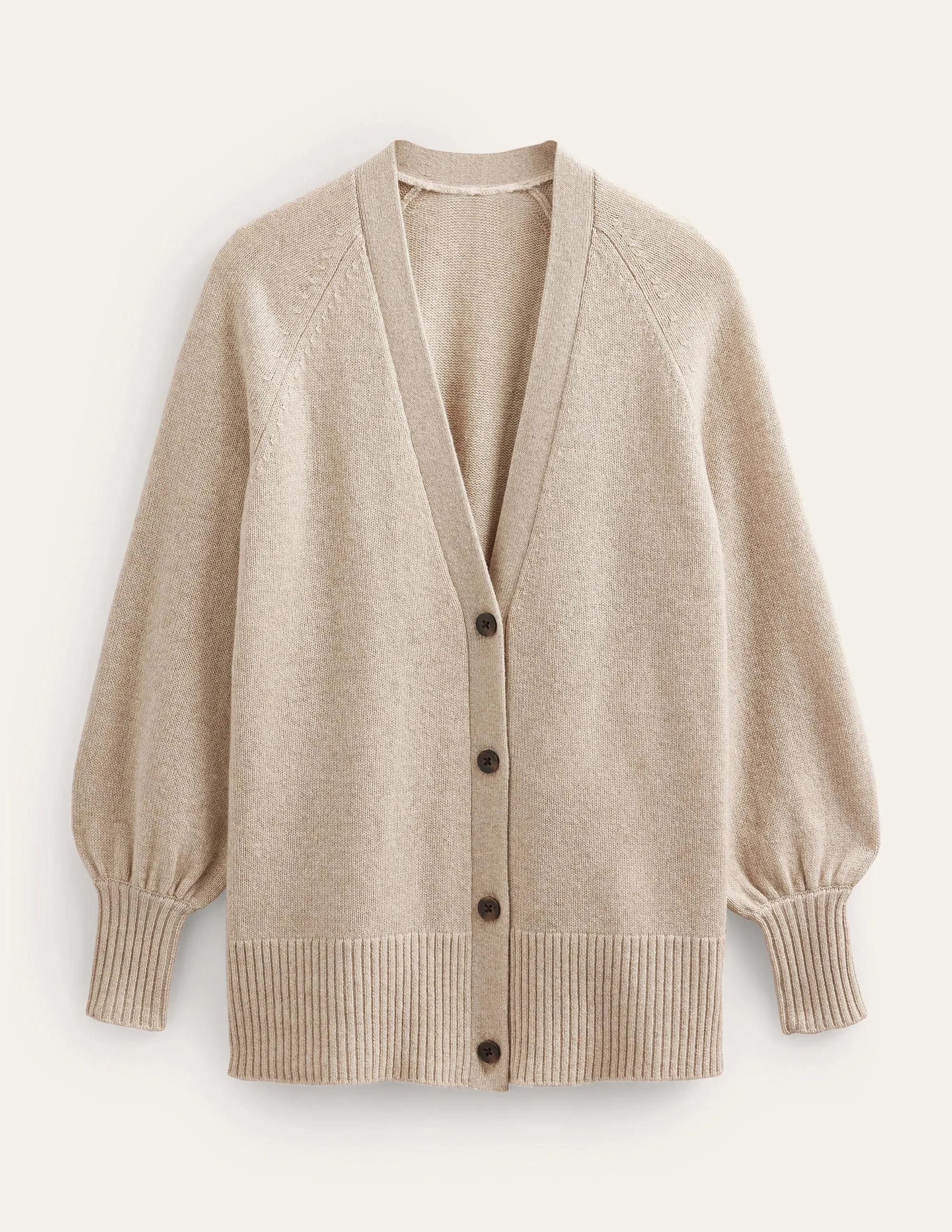 Long Cashmere Cardigan-Chinchilla Melange