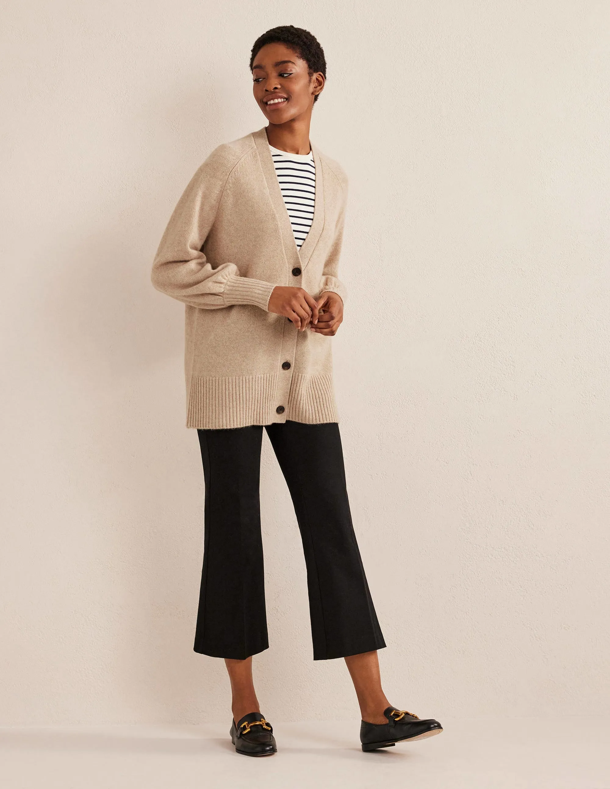 Long Cashmere Cardigan-Chinchilla Melange