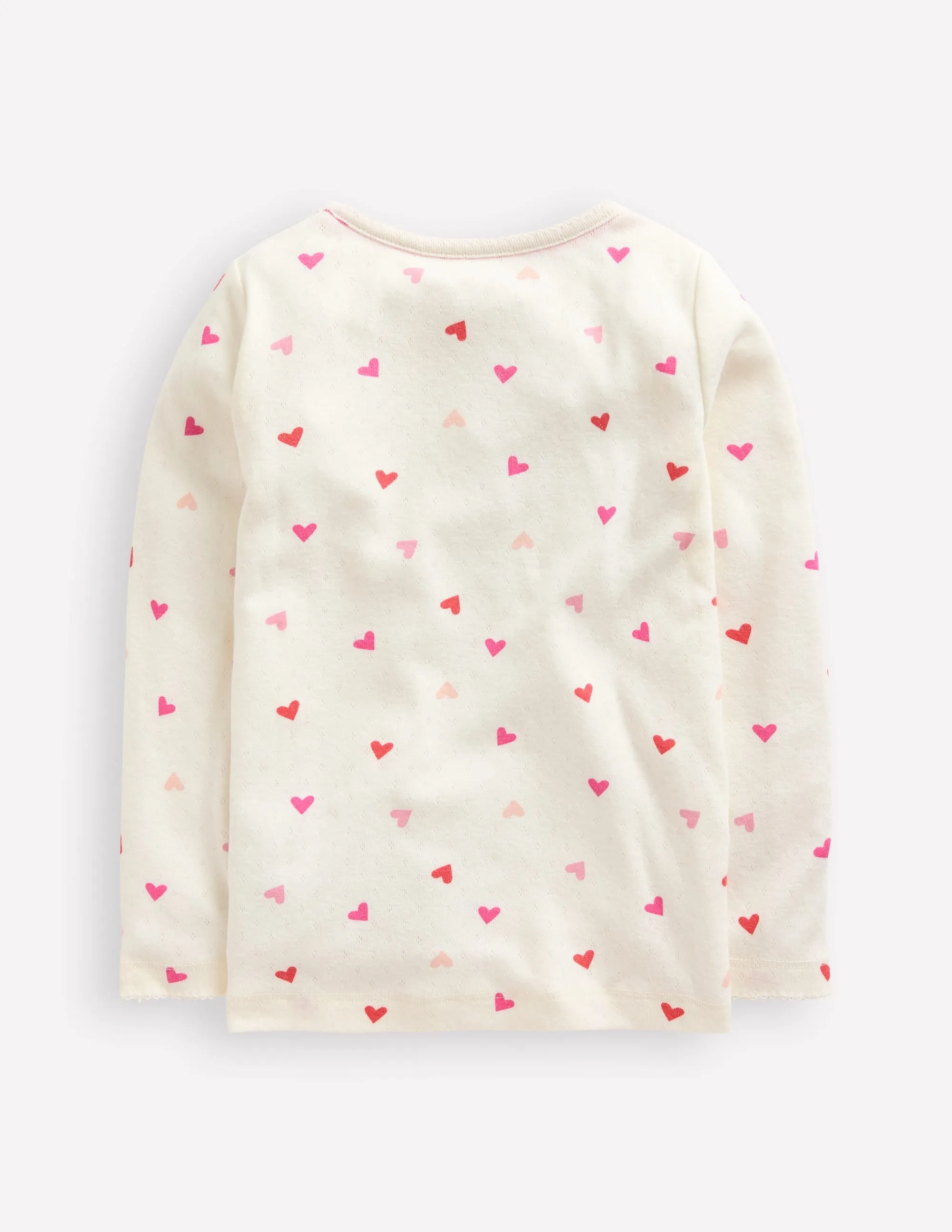 Long Sleeve Pointelle Top-Soft Ivory Hearts