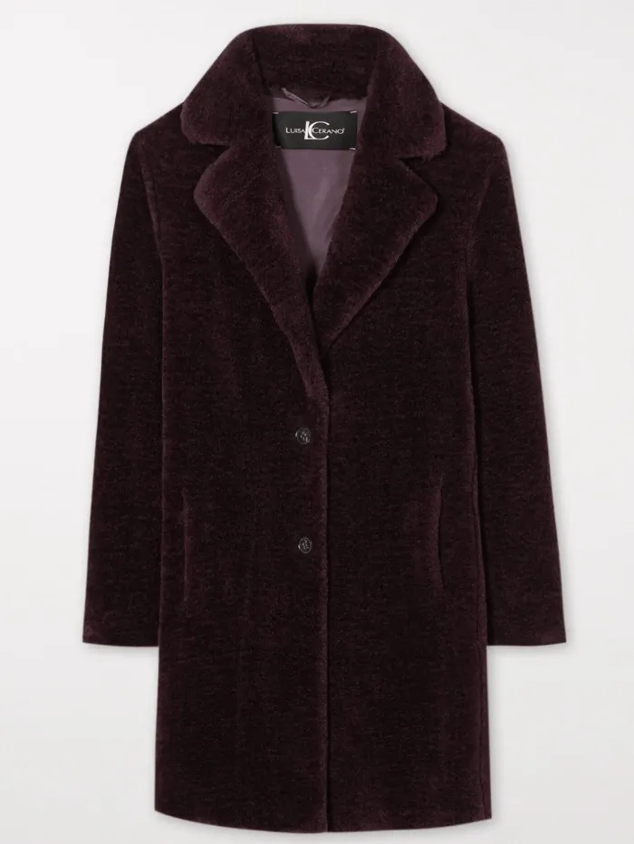 Luisa Cerano Women's Burgundy Blazer Coat In Faux Fur 408942 4145 Col 0880